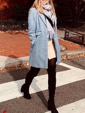 Boden Light Blue Tweed Wool Coat